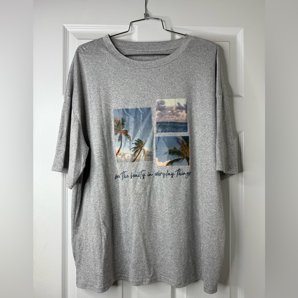 SHEIN Gray Graphic Short Sleeve Tee